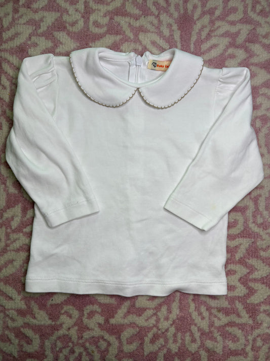 24m Baby Luigi LS Peter Pan Collar with Tan Crochet