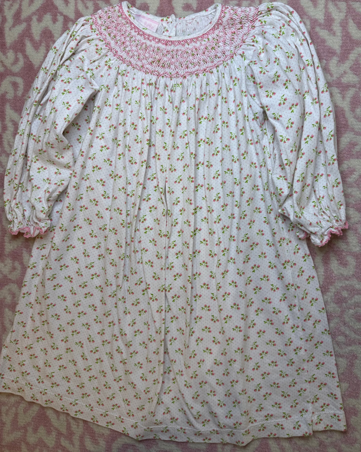 Sz 4 Petite Ami Smocked Rose Bud Knit Dress