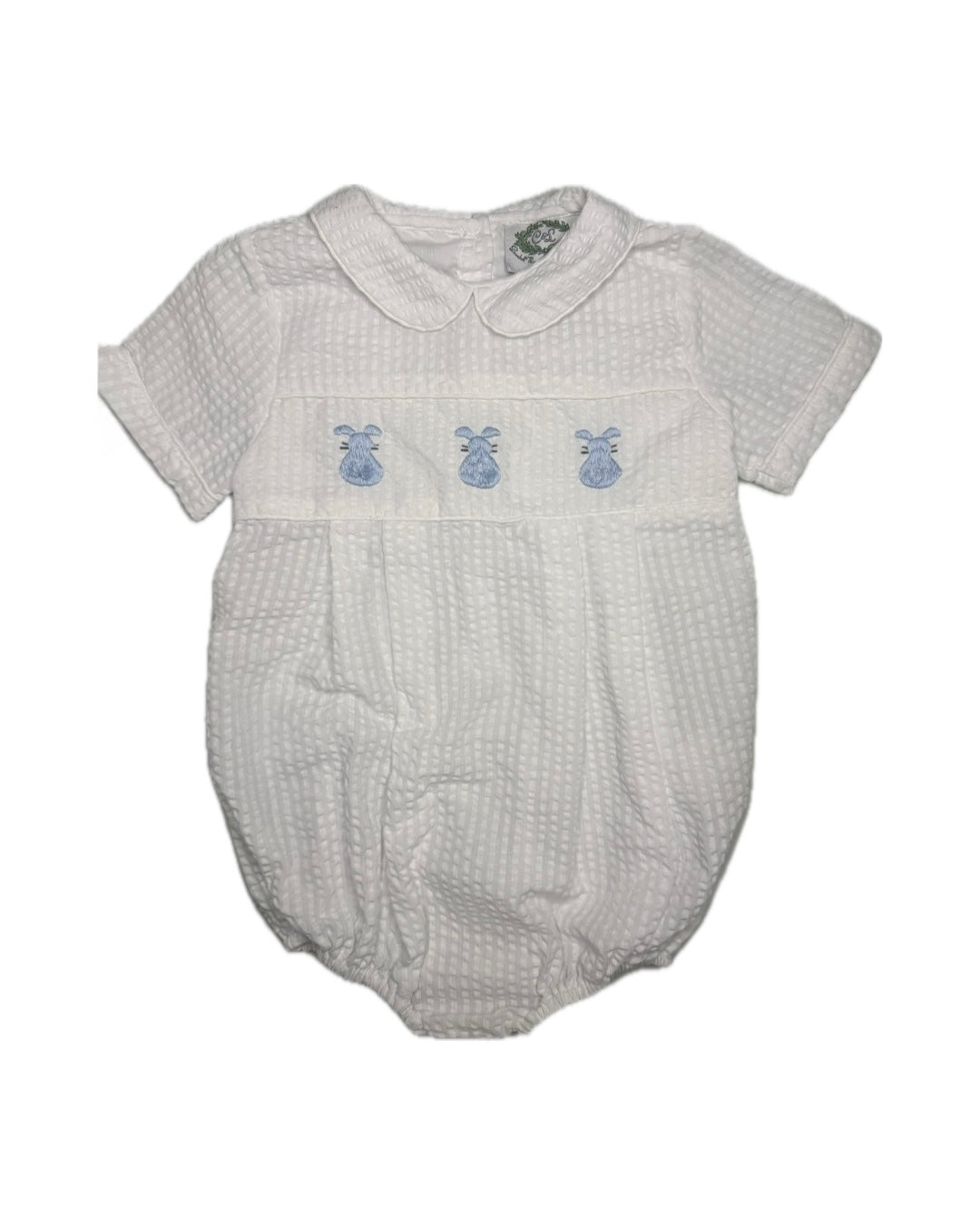 3T white seersucker bunny bubble 