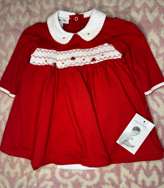 9M Magnolia Baby Red Smocked Dress