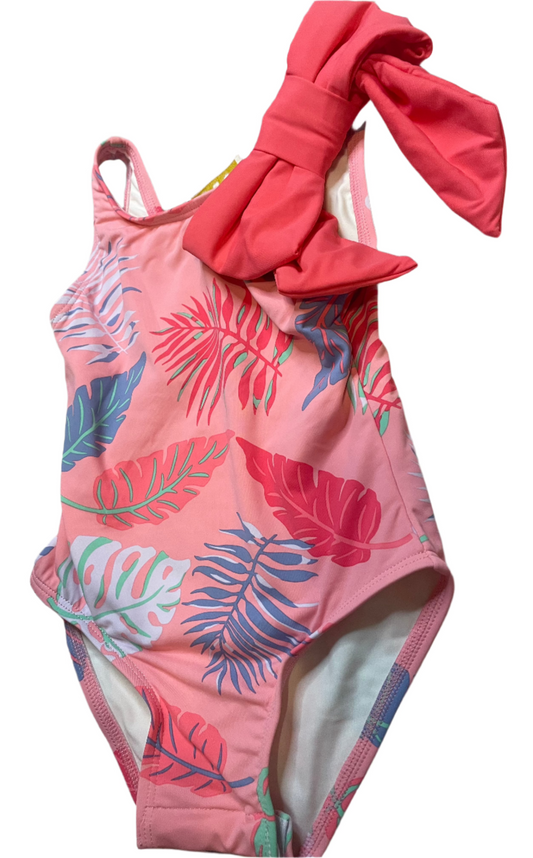 BROOKHAVEN BOW BATHING SUIT - CAICOS CANOPY WITH POMPANO PUNCH sz 2T