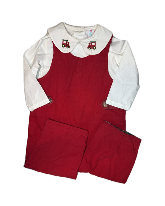 Boy 24M Little Louanne Christmas Choo Choo Red Cord Longall Set