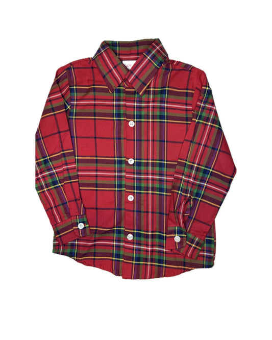 Boy 5T Little Louanne Christmas Tartan Button Down