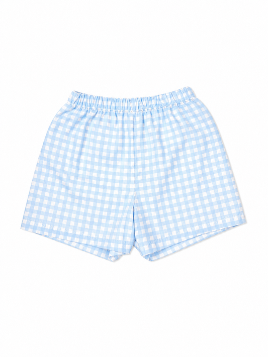 3T Bailey Boys Baby Blue Gingham Swim Trunks