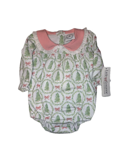 Girl 3T Little Louanne Christmas Tree and Bow Bubble