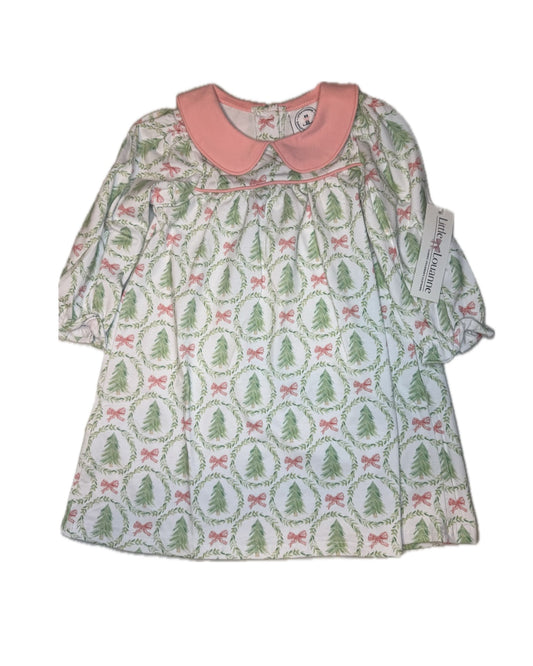 Girl 4T Little Louanne Christmas Tree Bow LS Dress