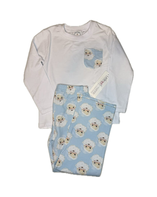 Boy 2T Little Louanne Vintage Blue Santa Pant Set
