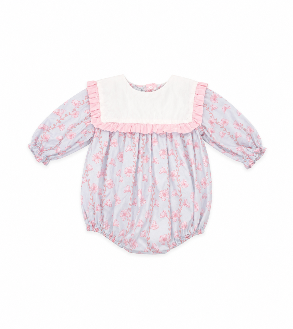 6M Stitchy Fish Orchid Ruffle Bib LS Bubble