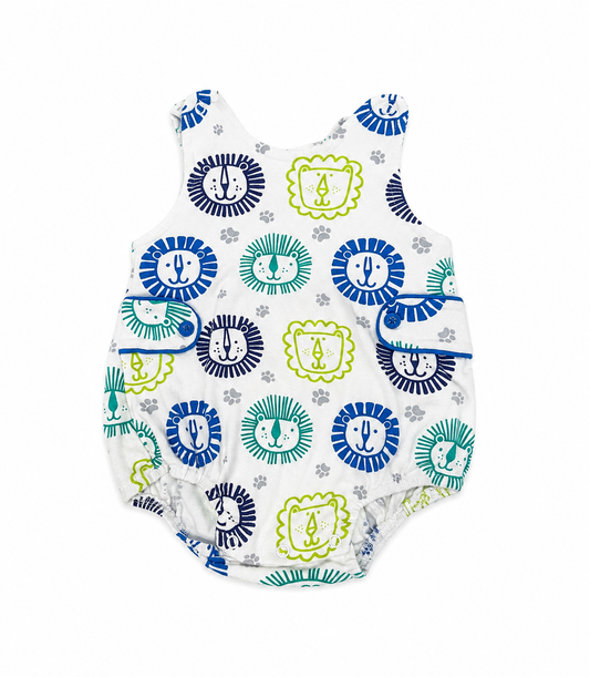 12M Three Sisters Blue & Green Lion Knit Bubble