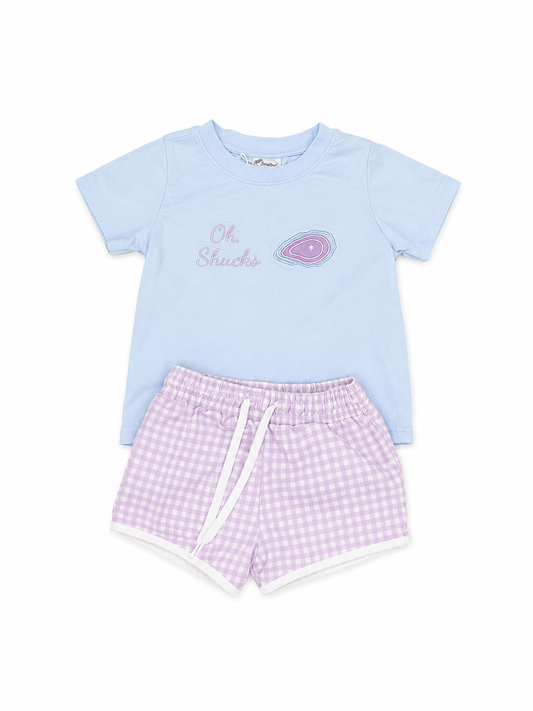 3/4T Minnow + Seaux Smocked Oyster Tee Swim Trunk Set