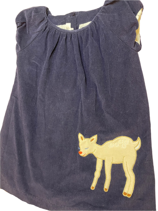 Sz 2 Dondolo Navy Blue Cord Rudolph Dress