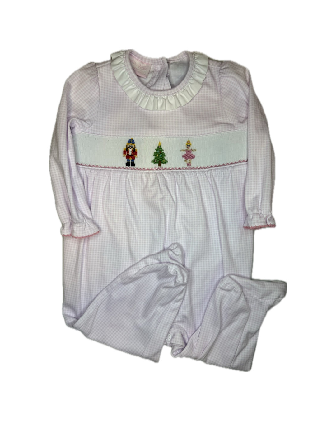 Girl 12M Petit Bebe Nutcracker Smocked Pink Gingham Onesie