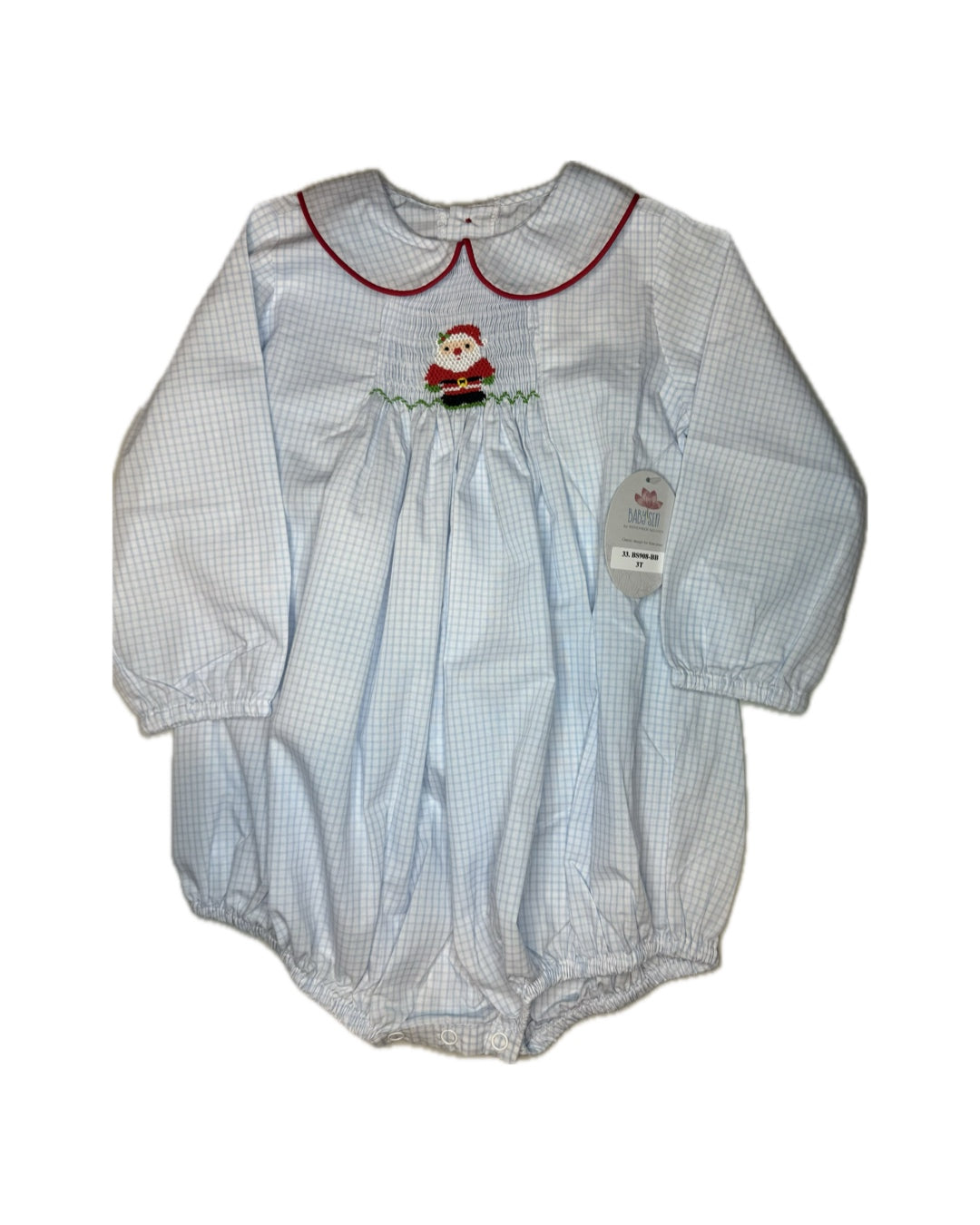 Boy 3T Baby Sen Smocked LS Santa Bubble