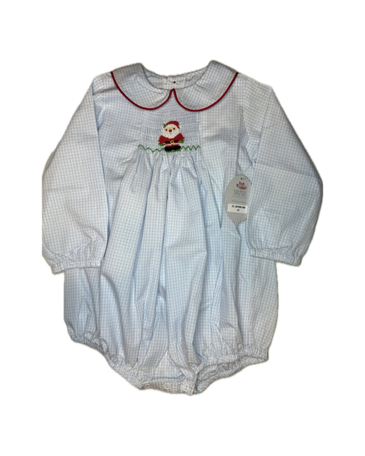 Boy 3T Baby Sen Smocked LS Santa Bubble