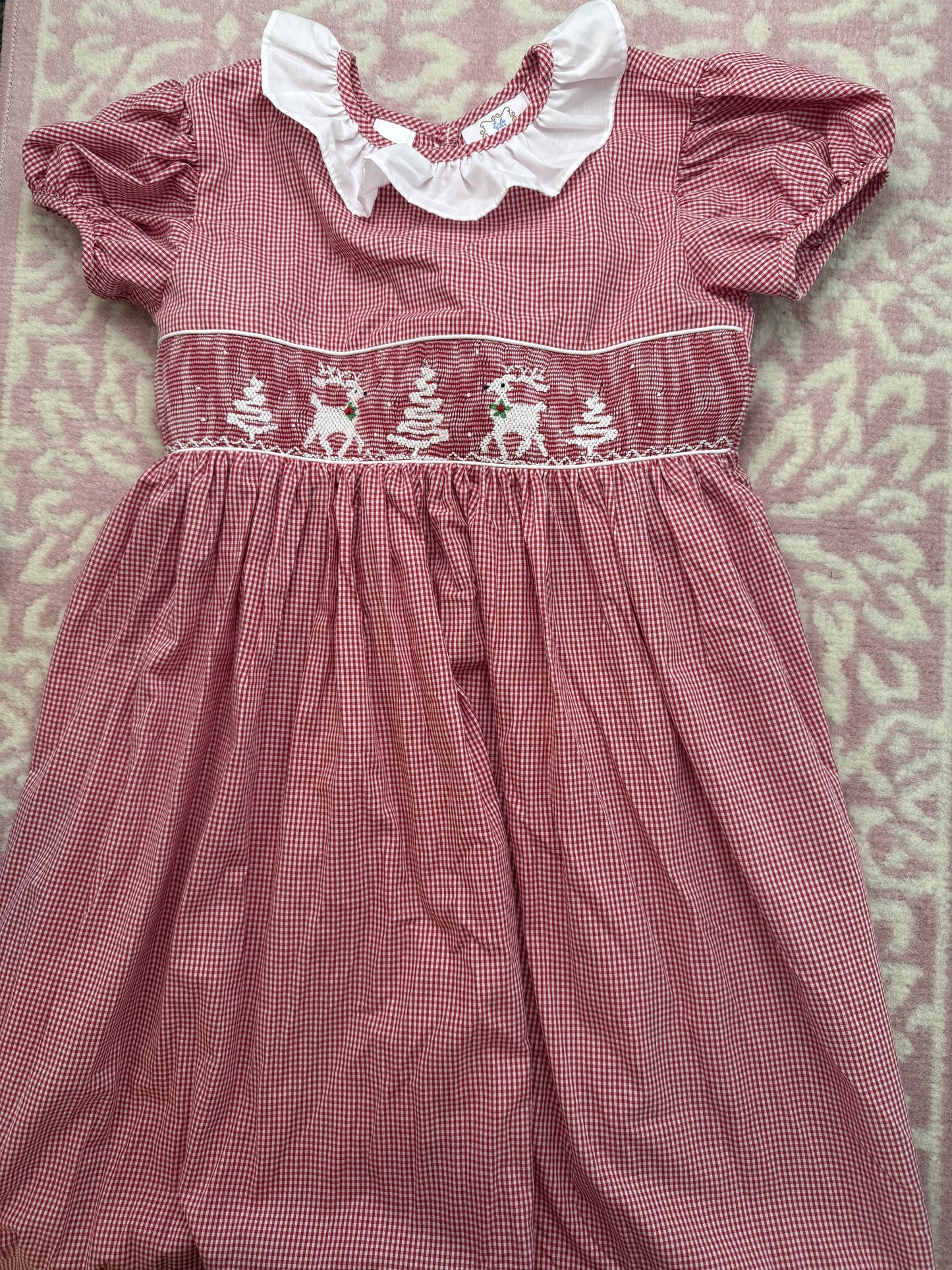 Sz 7 Lulu Bebe Christmas Smocked Dress