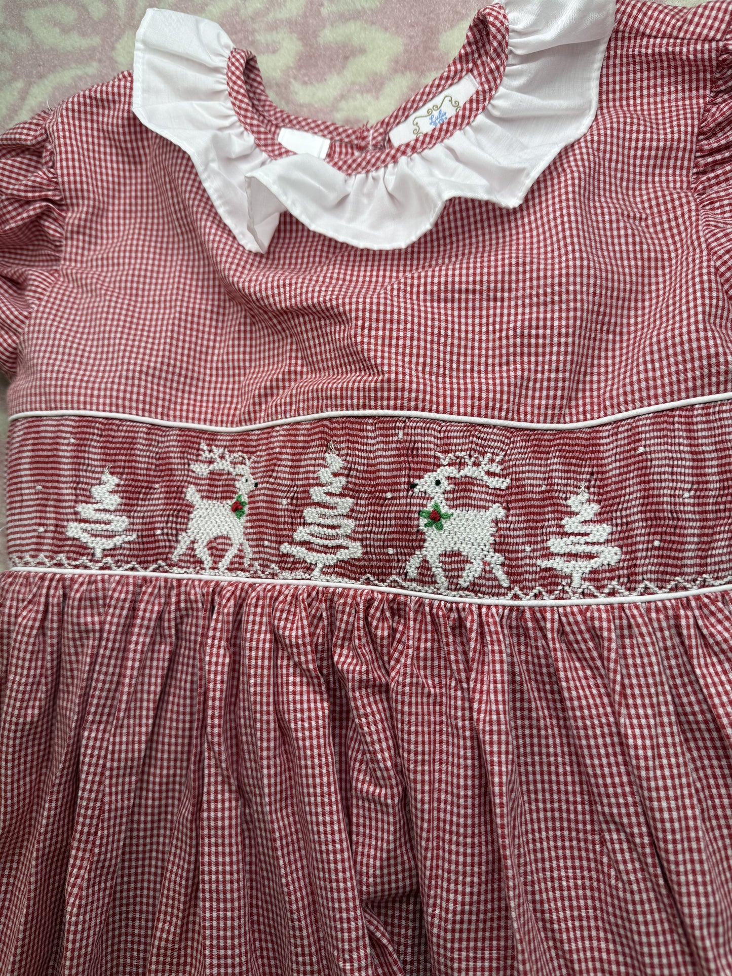 Sz 7 Lulu Bebe Christmas Smocked Dress