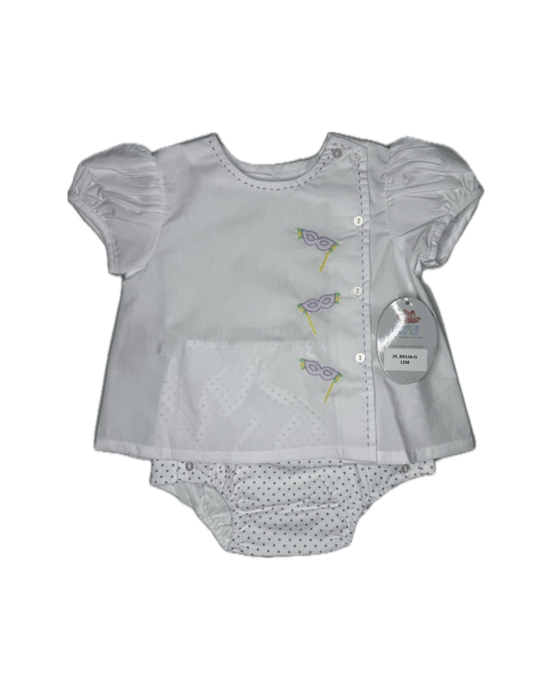 Girl 3M Baby Sen Mardi Gras Mask Diaper Set