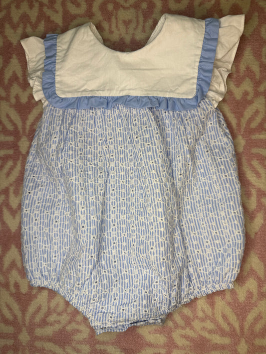 12M Dondolo Blue & White Eyelet Ruffle Bubble