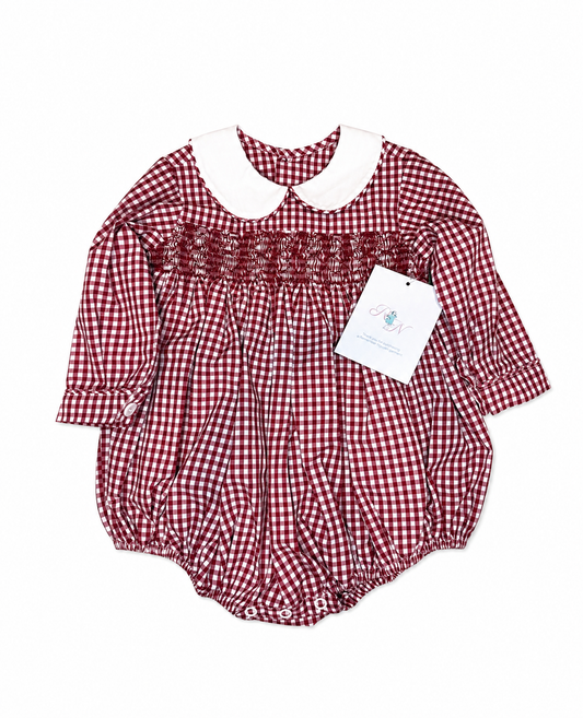 Remember Nguyen Burgundy Boy Ellis Smocked Bubble