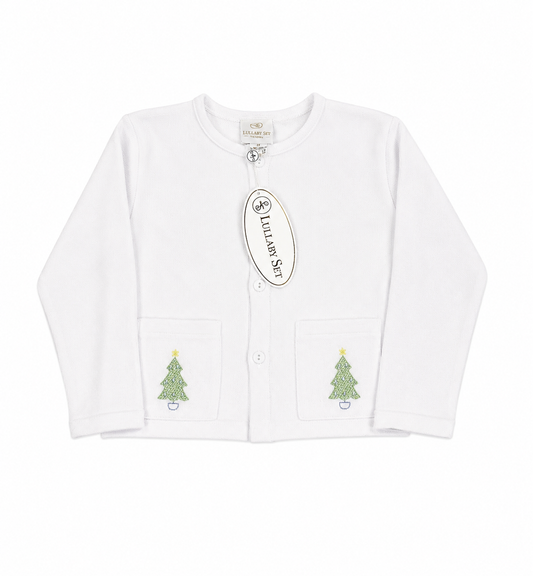 Lullaby Set Blue Christmas Tree Cardigan