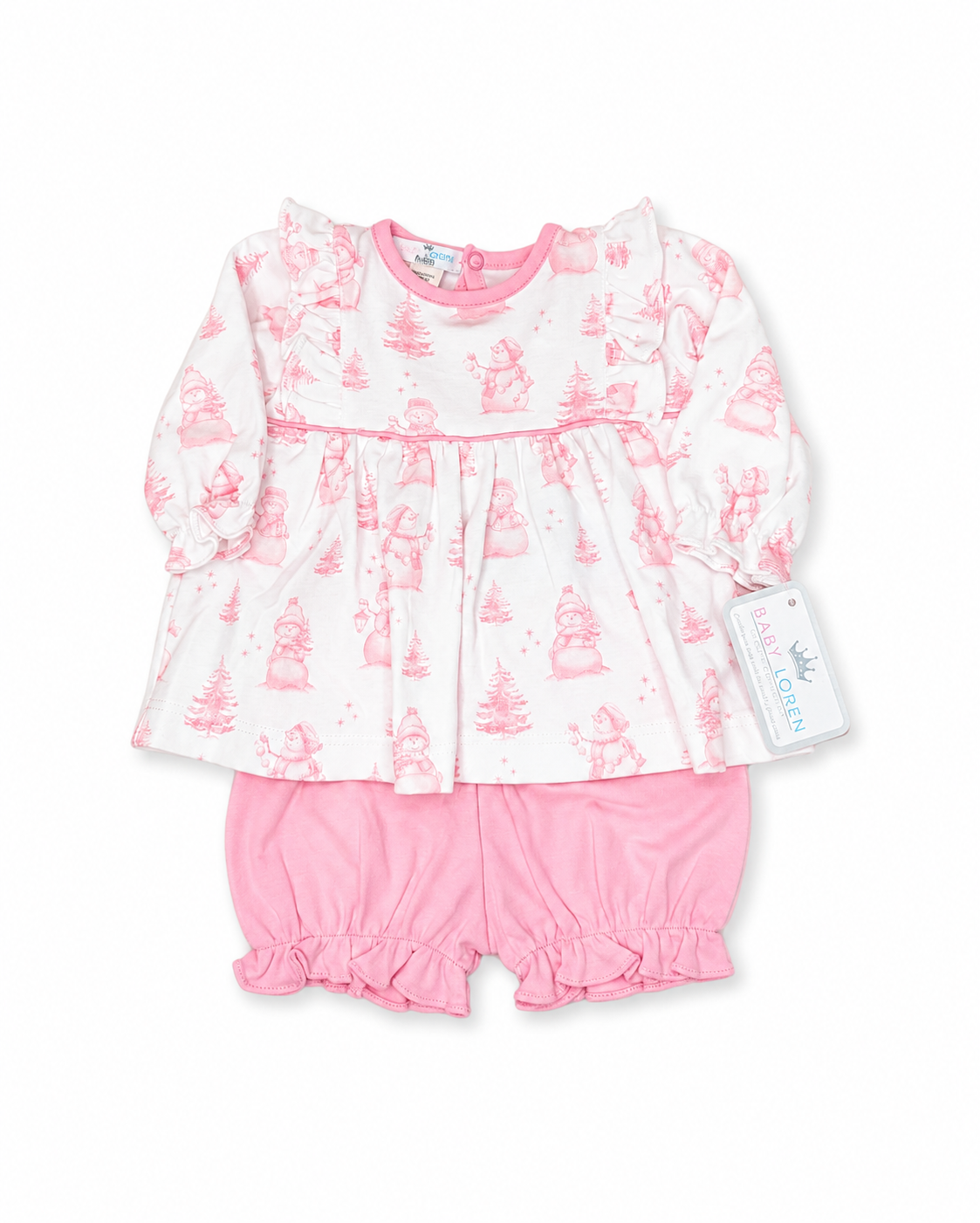 0/3M Baby Loren Snowman Pima Bloomer Set