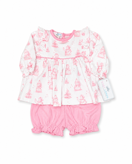 0/3M Baby Loren Snowman Pima Bloomer Set