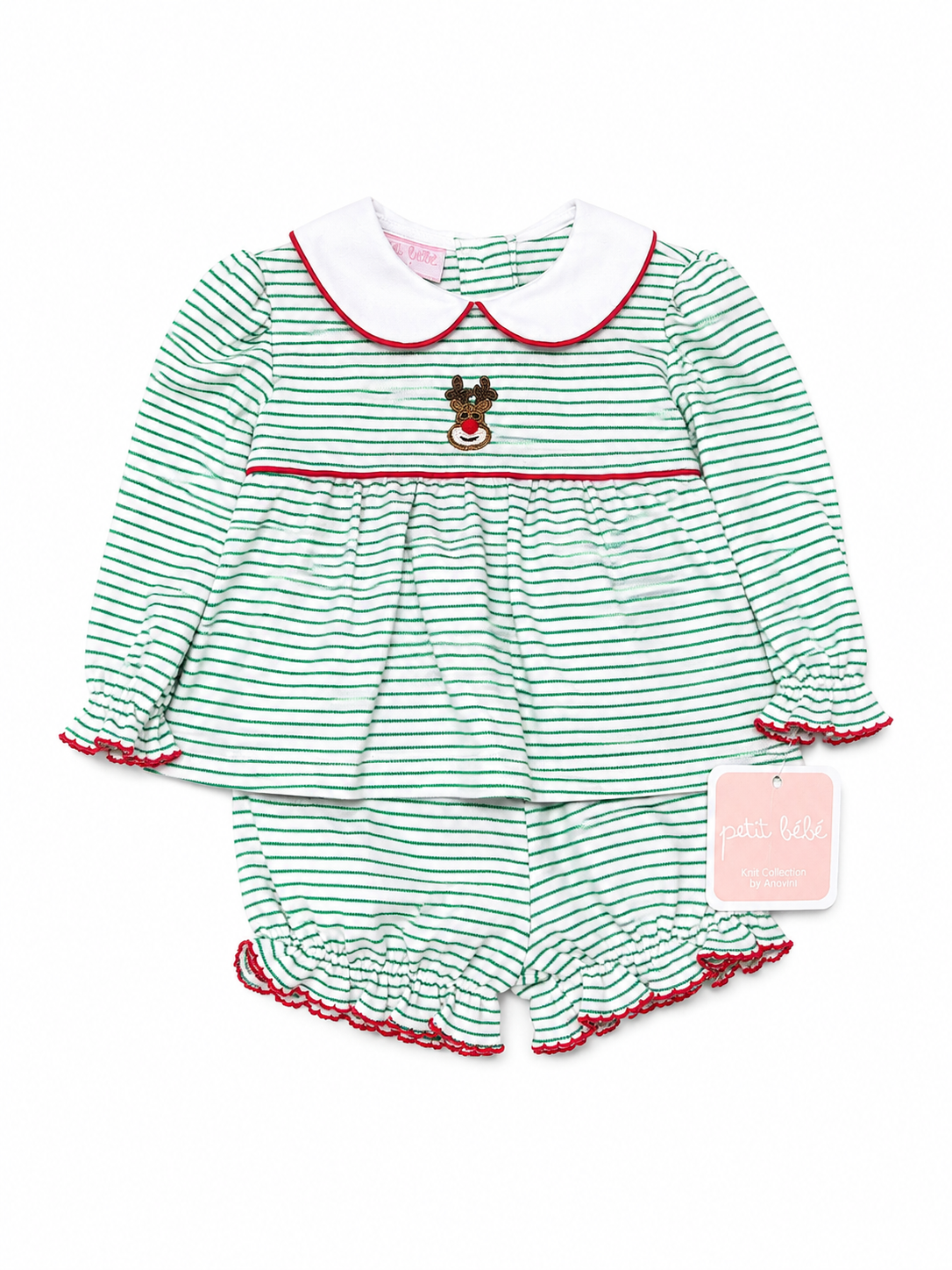 9M Petit Bebe Reindeer Knit Bloomer Set
