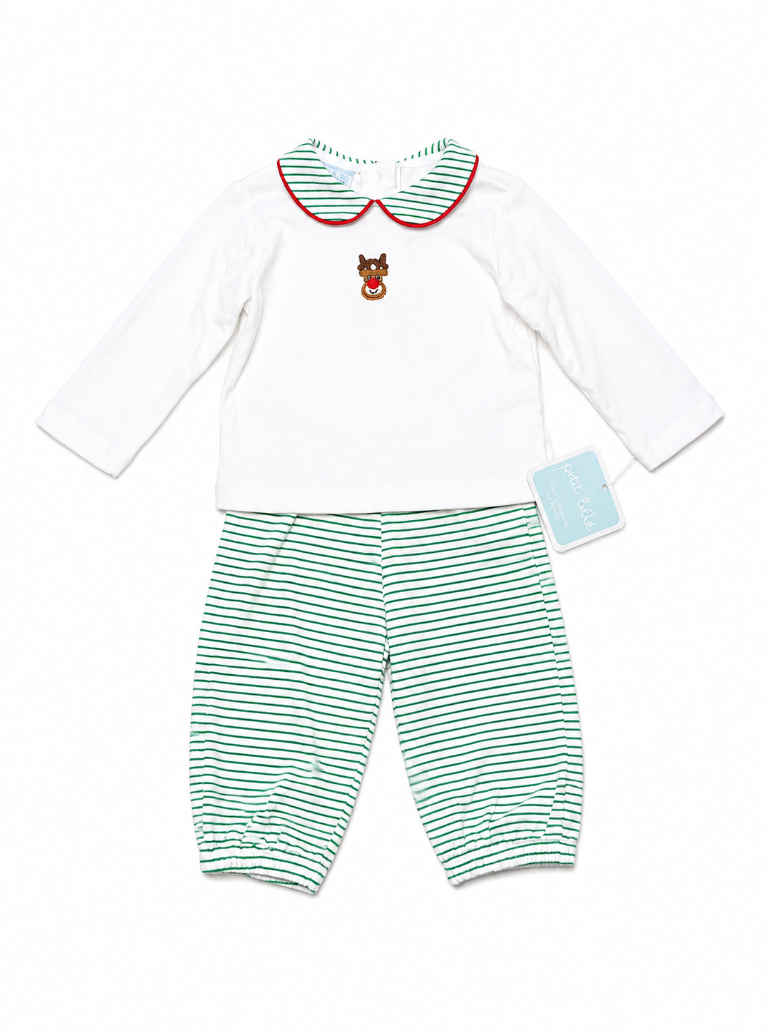 6M Petit Bebe Knit Reindeer Pant Set