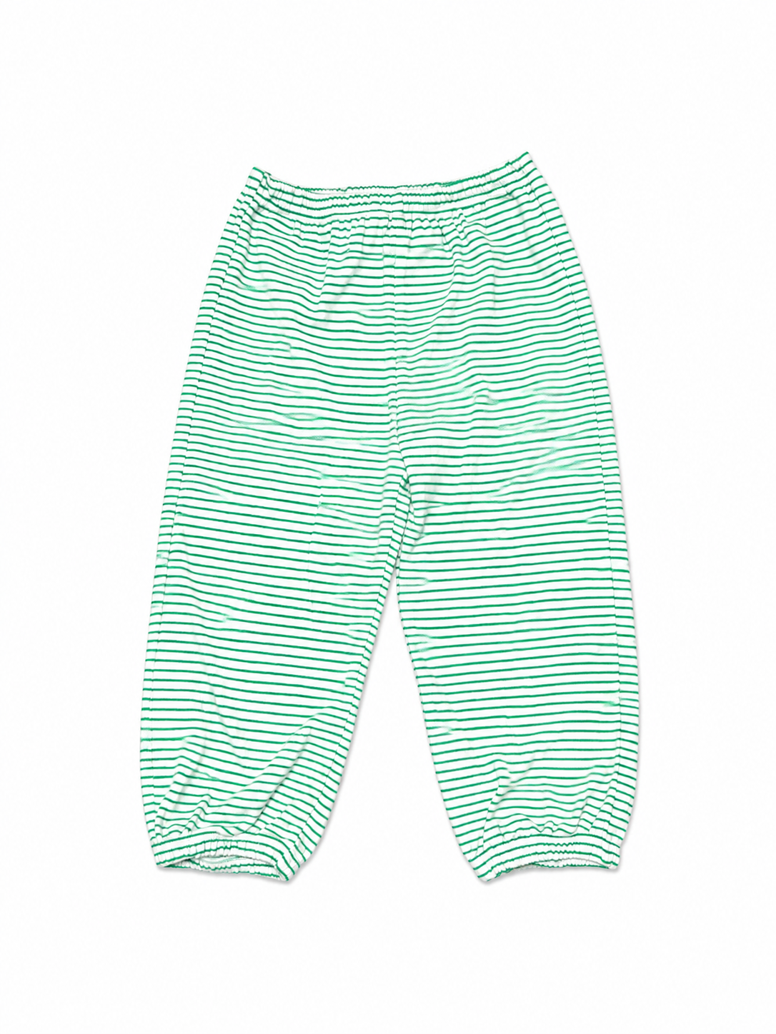 24M Petit Bebe Green & White Striped Knit Bubble Pants