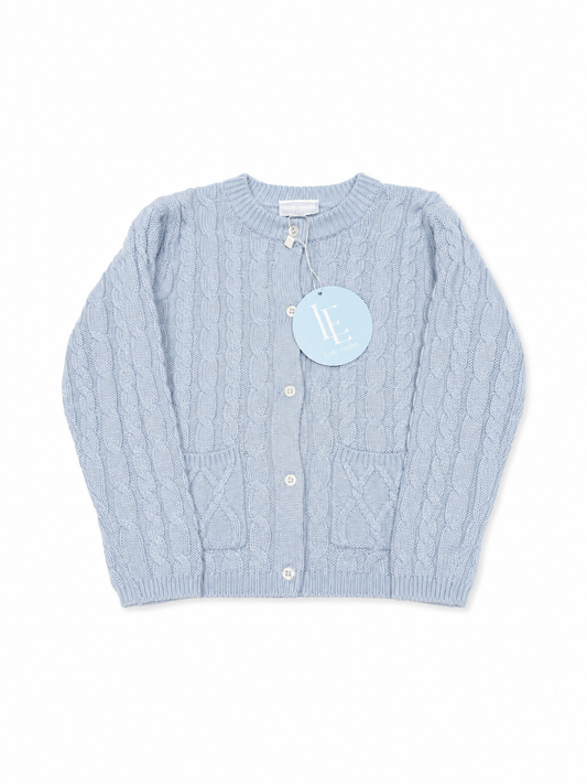 4T Little English Unisex Light Blue Blended Cashmere Cardigan