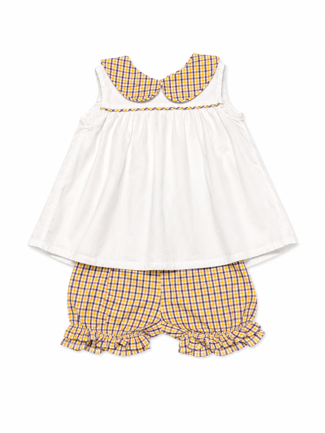 3T Handmade by Jenn LSU Gingham Ruffle Bloomer Set