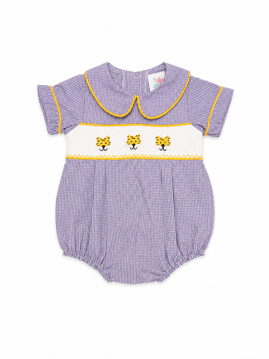 6M Stitchy Fish LSU Tigers Smocked Bubble