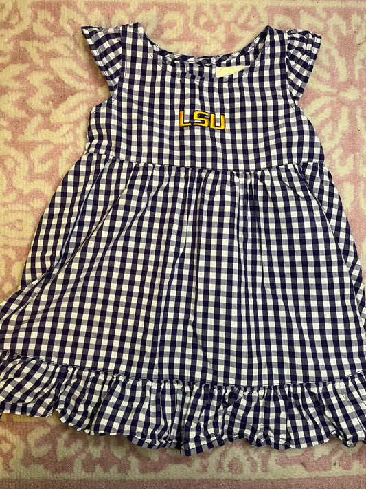 3T Garb Team LSU Gingham Dress