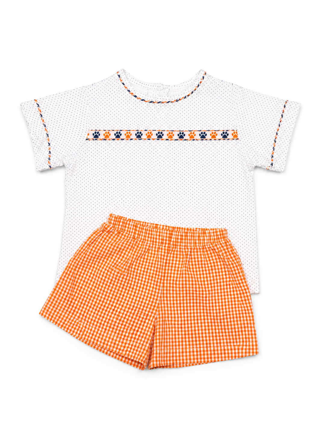 3/4 PBJ + Hannah Kate Blue & Orange Tiger Paw Ribbon Shortset