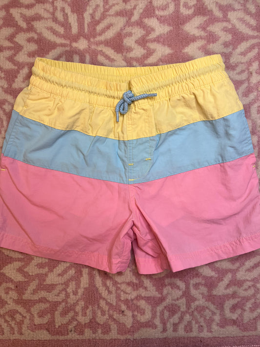 10  TBBC Colorblock Swim Trunk in Beale Street Blue, Palm Springs Punch, and Bellport Butter Yellow