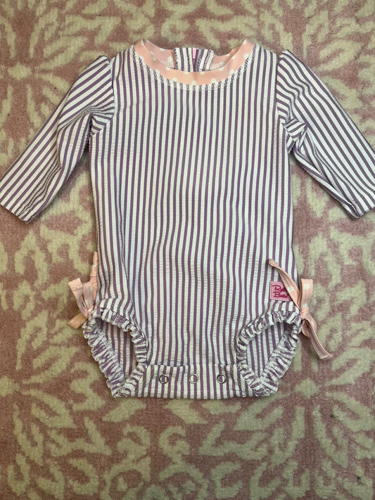 3M RuffleButts Seersucker LS Swimsuit