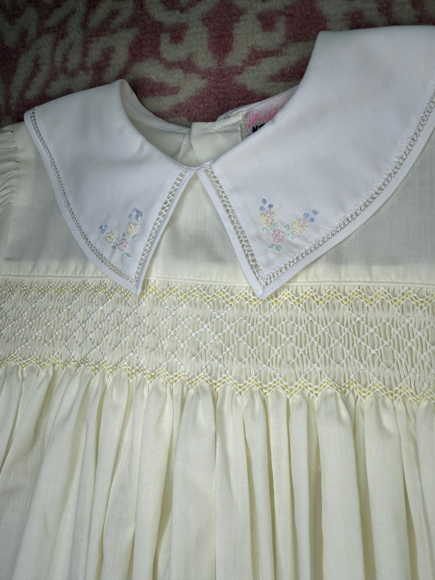 4T Petit Ami Yellow Floral Stitched Smocked Dress
