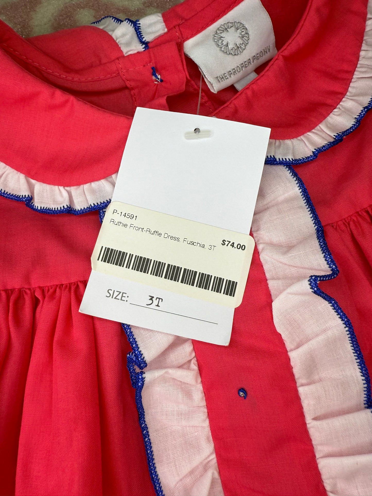 3T The Proper Peony Ruthie Front Ruffle Dress in Fuchsia