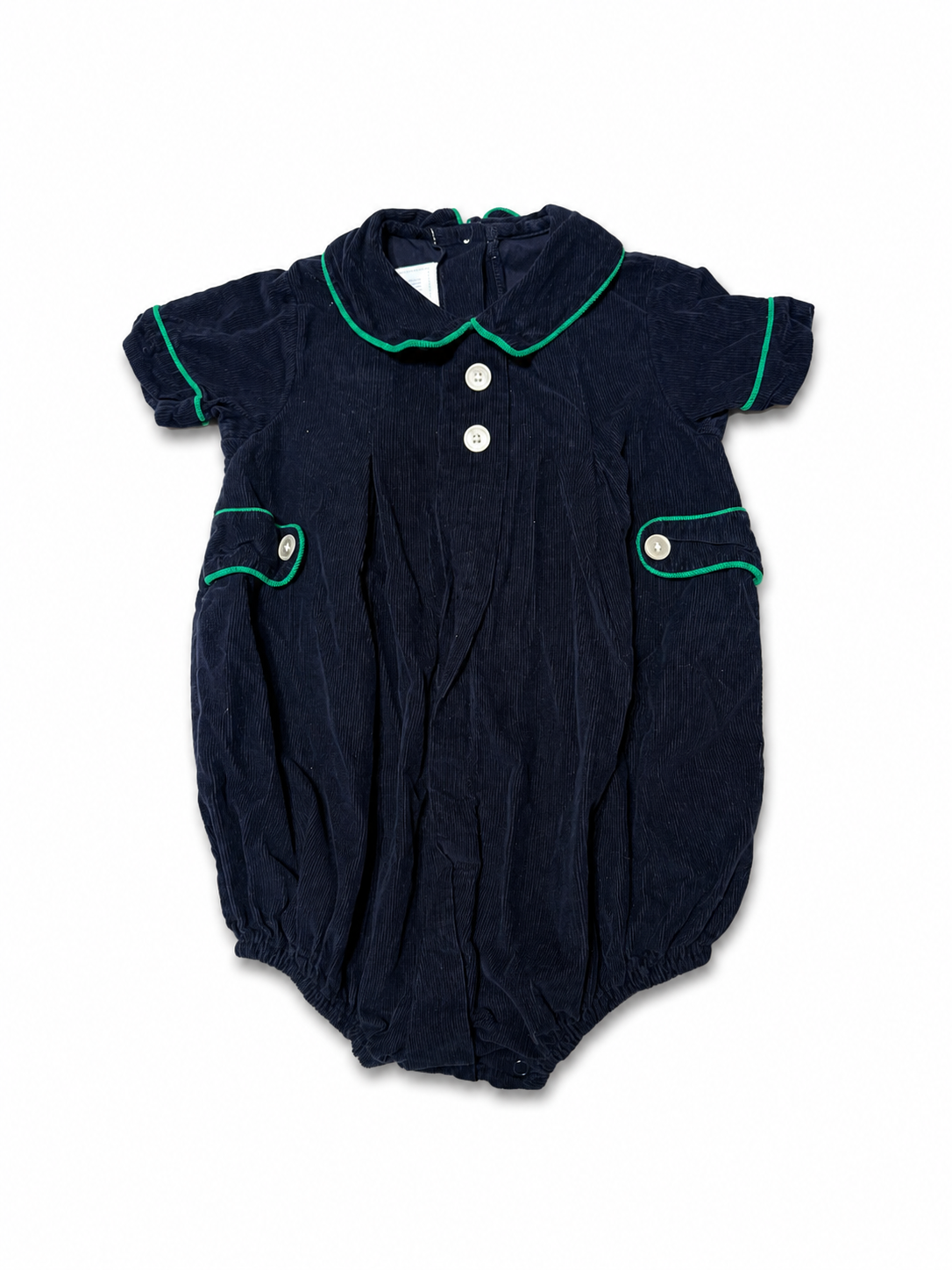 18M Little English Navy & Green Cord Bubble