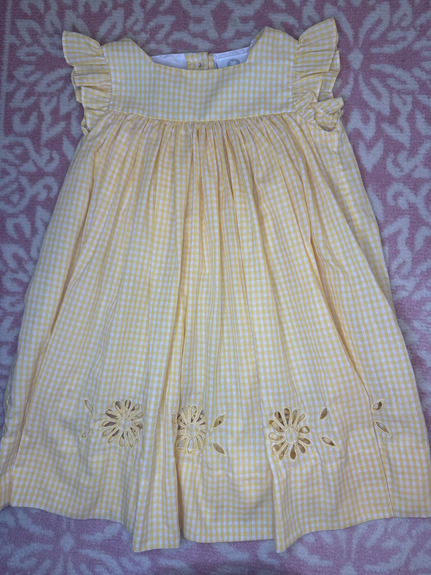 2T The Proper Peony Yellow Gingham Sunflower Cut Out Dress