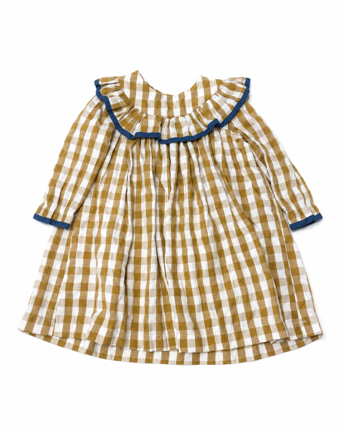 3T The Oaks Mustard Check Ruffle Dress