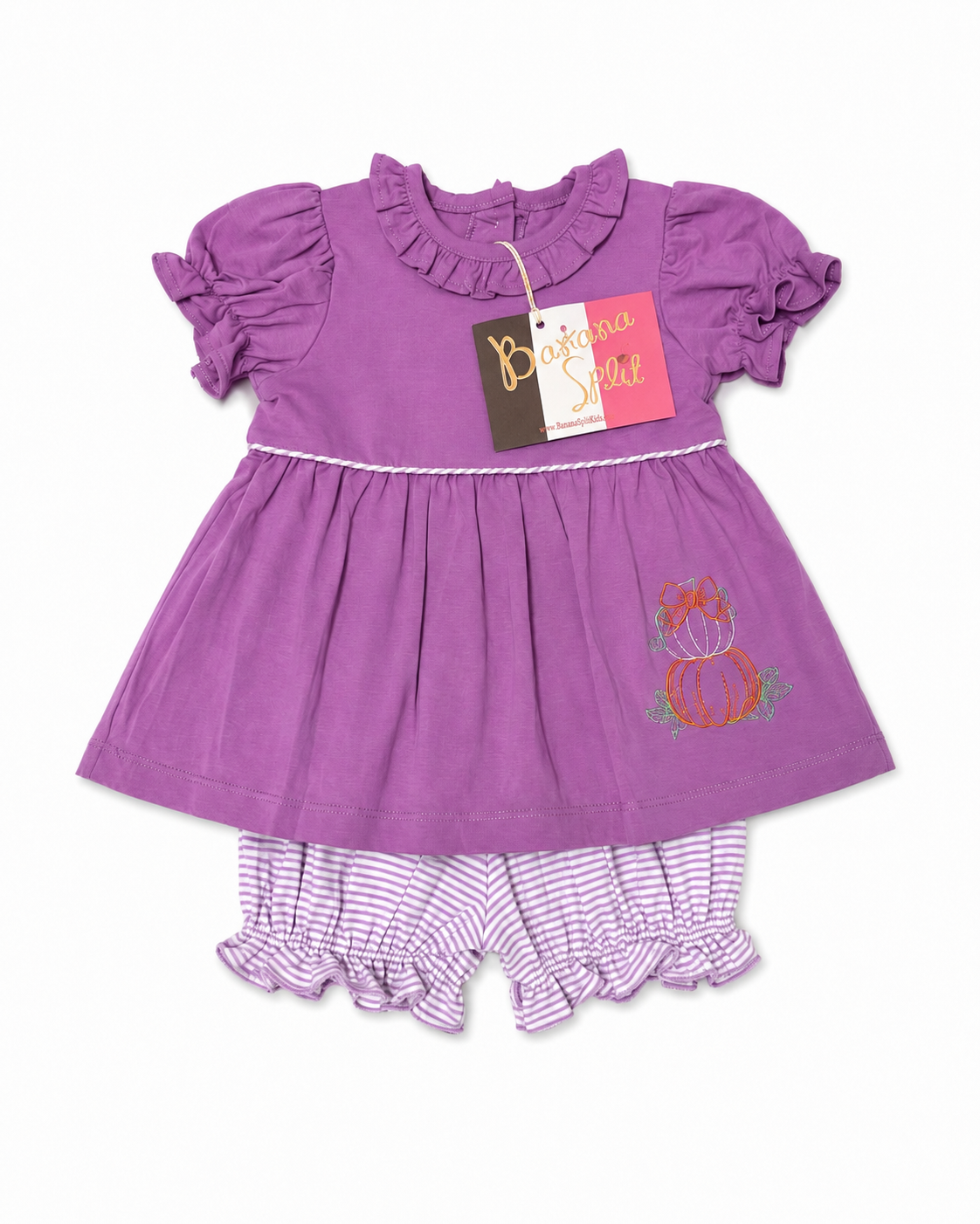 Banana Split Purple Knit Pumpkin Bloomer Set