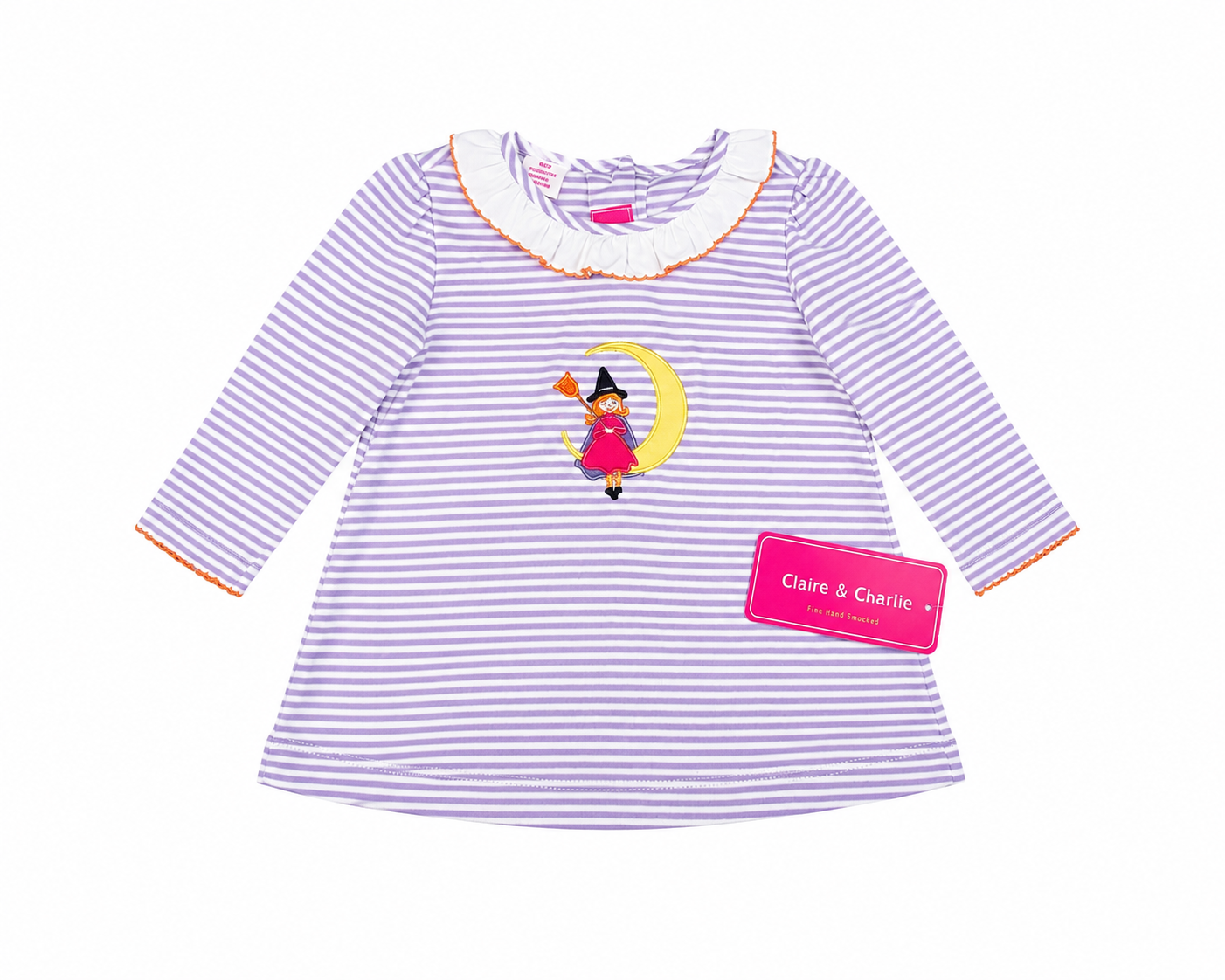 Claire & Charlie Witch Appliqué Halloween LS Dress