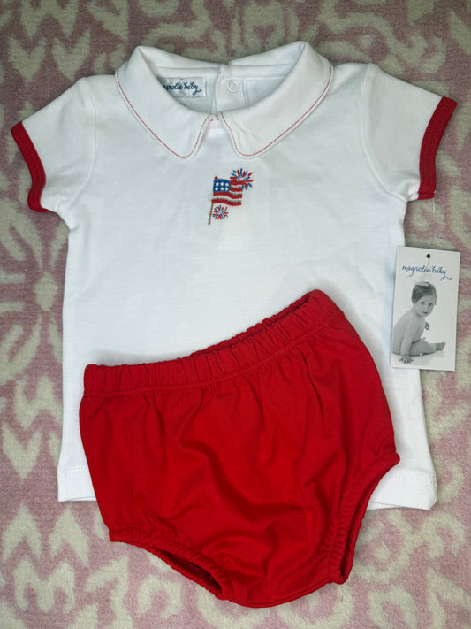 12M Magnolia Baby American Flag Knit Diaper Set