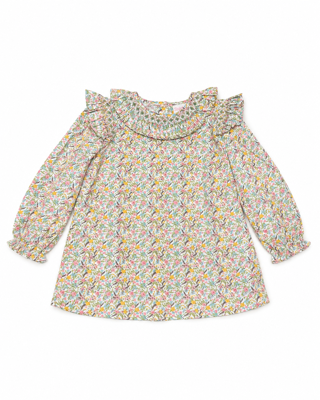 7 Stitchy Fish Smocked Ruffle Floral Long Top