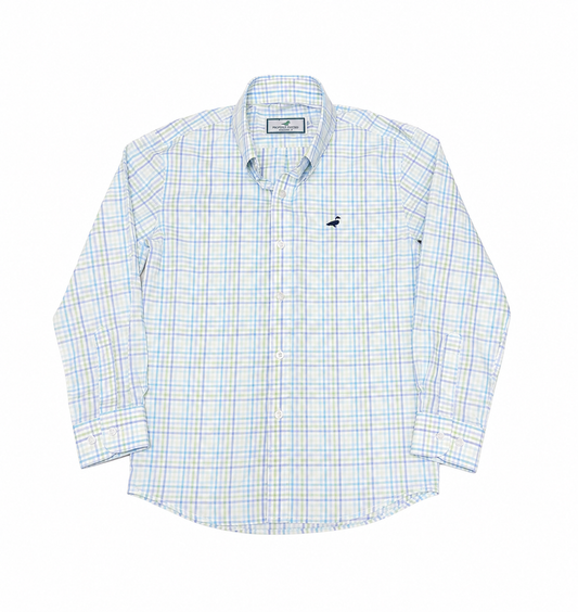6 Properly Tied Blue & Green Check Button Down