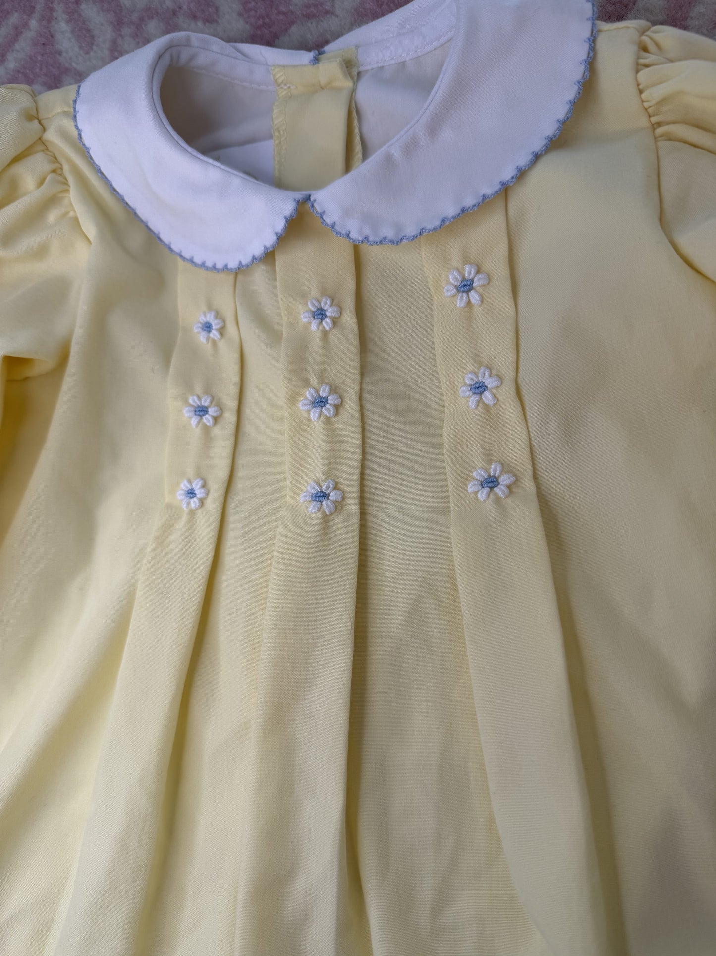 12M Lullaby Set Yellow & Blue French Knot Floral Dress