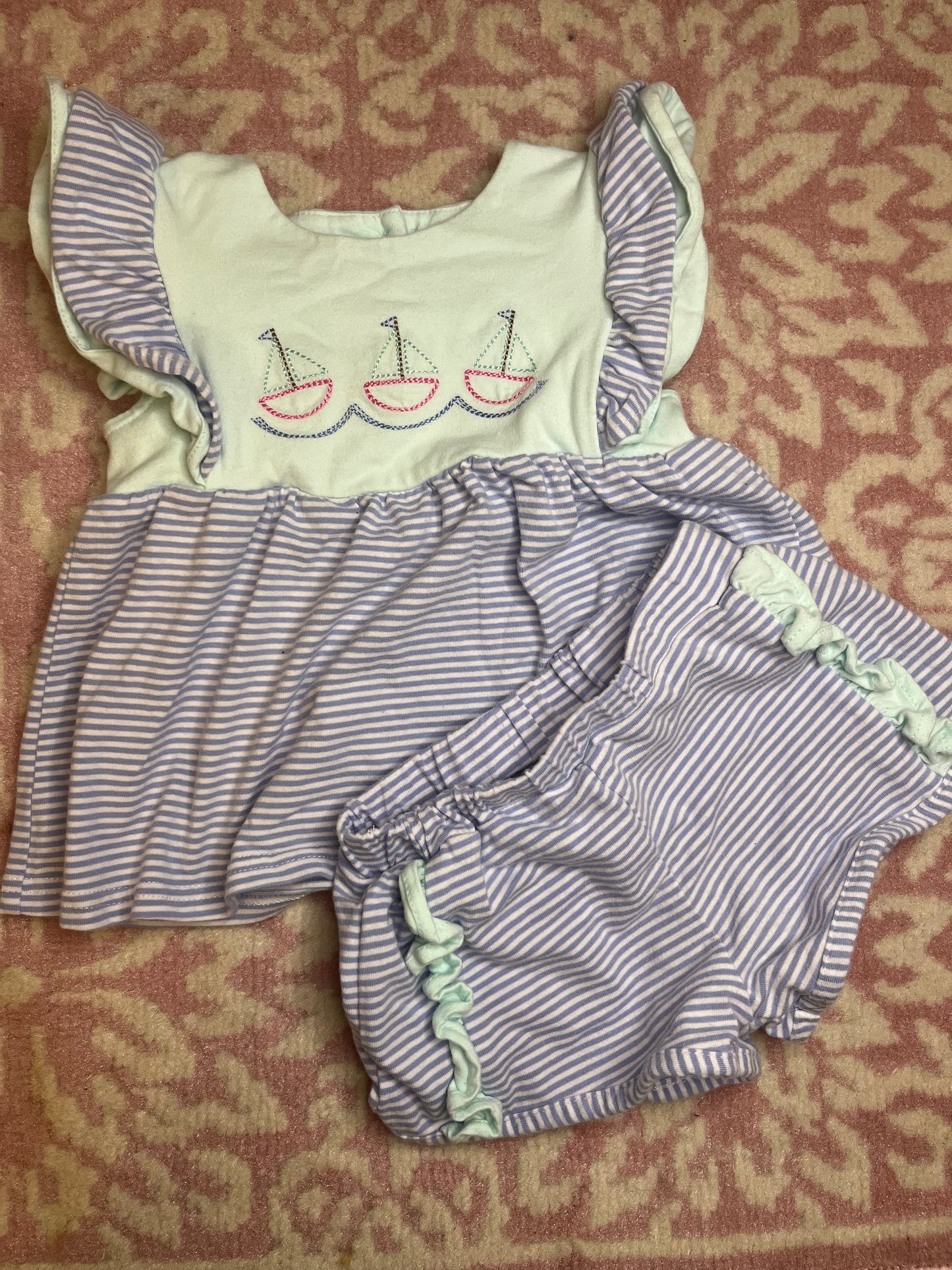 12M Trotter St Kids Sailboat Ruffle Short Set