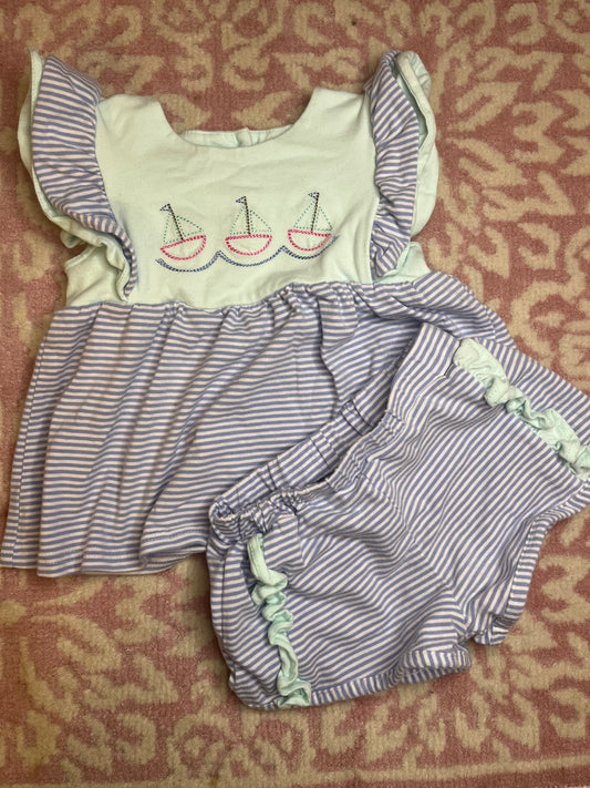12M Trotter St Kids Sailboat Ruffle Short Set