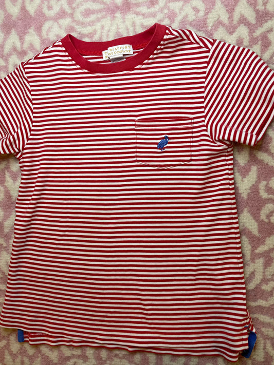 Sz 6 TBBC Red & White Striped SS Cassidy Crewneck